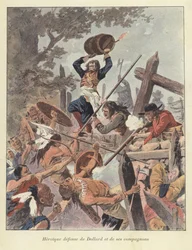 Adam Dollard et ses compagnons combattant les Iroquois à la bataille de Long Sault, Canada, 1660